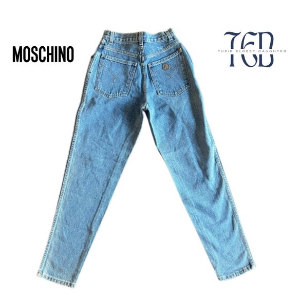 RARE Vintage Moschino Jeans | Peace Sign Tapered Leg | Made in Italy |90s Simint - Picture 2 of 7
